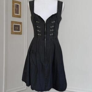 Vintage Black 100% Silk Original Steindl German Dirndl Ruffle Collar EU 40